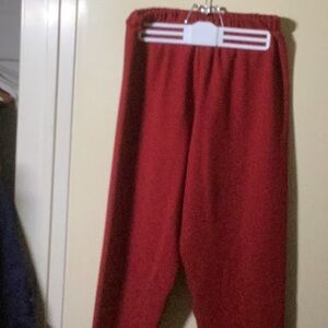 Red elastic waist dress pants
